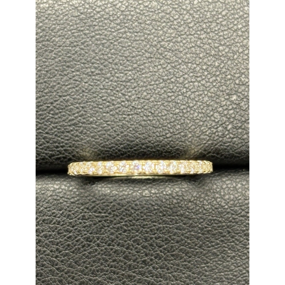EUC Gold Sterling Silver Cubic Zirconia Eternity Ring Size 6.25 #2 H17